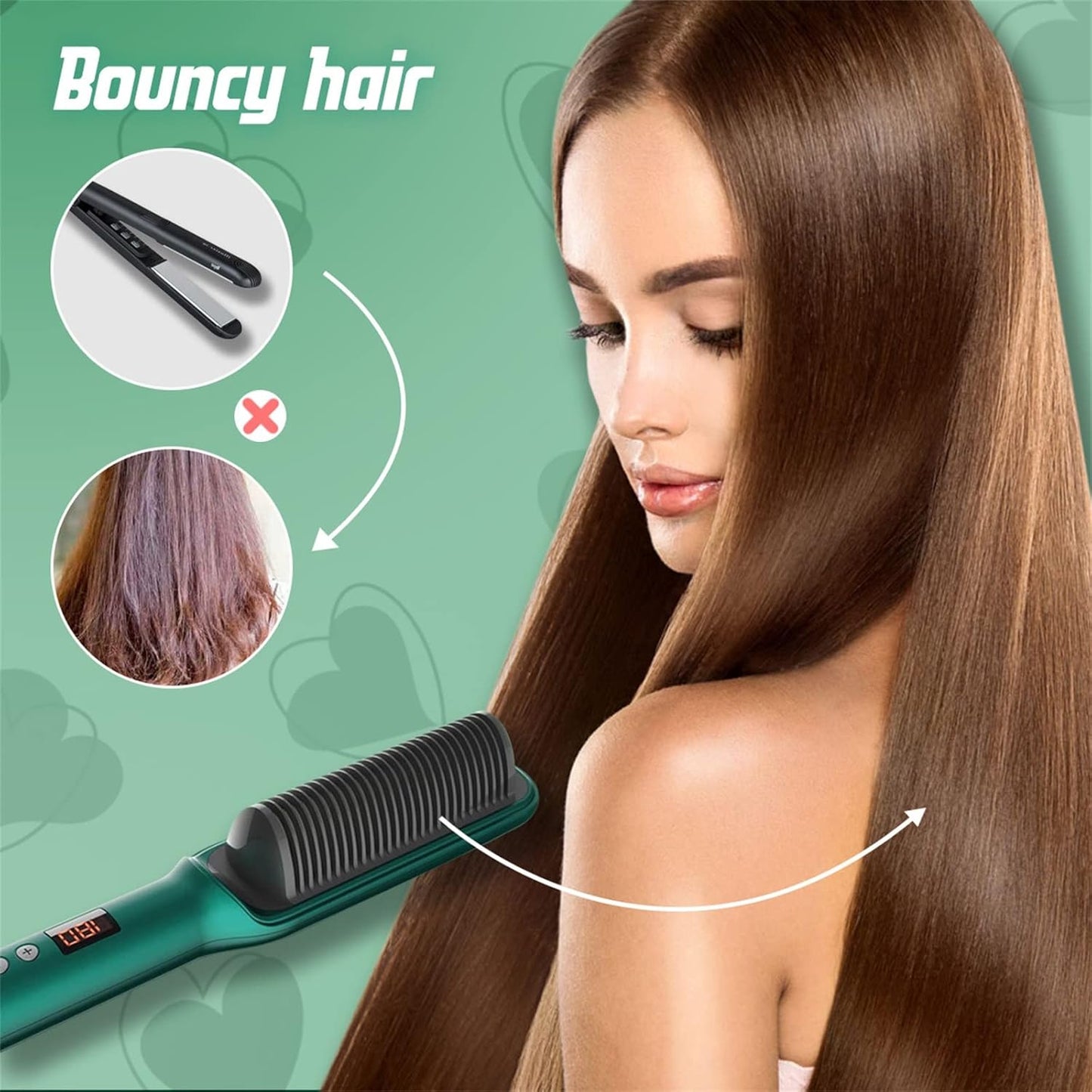 Hair Straightener Comb Brush