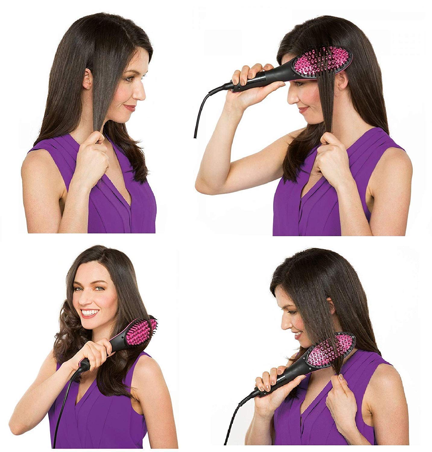 2 in 1 Hair Curler and Straightener Brush