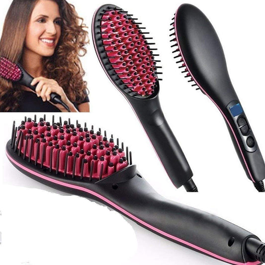 2 in 1 Hair Curler and Straightener Brush