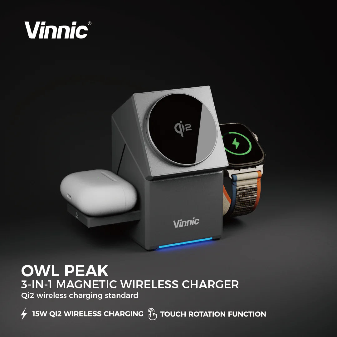 OWL PEAK 3-in-1 Magnetic Wireless Charger